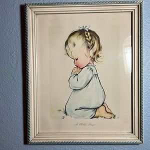 Vintage Charlot Byi framed print of a little girl praying “A Child’s Prayer”